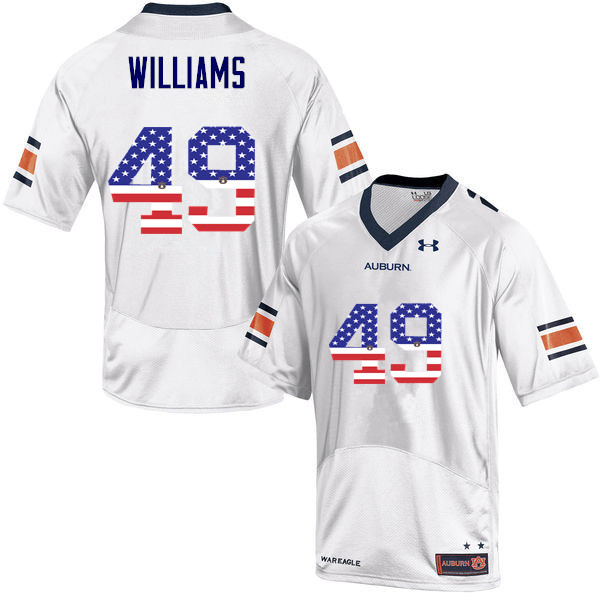 Auburn Tigers Men's Darrell Williams #49 White Under Armour Stitched College USA Flag Fashion NCAA Authentic Football Jersey VCN4274UI